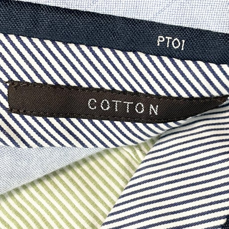 MADE IN ROMANIA製 PT01 Sailor ヒッコリーストライプ柄コットンスラックス ブルー×ホワイト 46サイズ