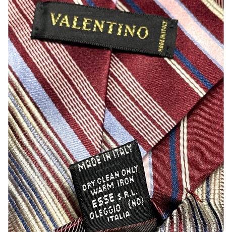 MADE IN ITALY製 VALENTINO レジメンタルストライプ柄ネクタイ ワイン
