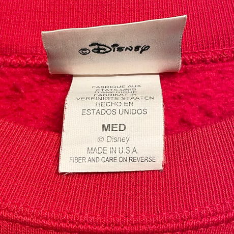 希少 MADE IN USA製 90s WALT DiSNEY World くまのプーさん プリントスウェットトレーナー レッド Mサイズ