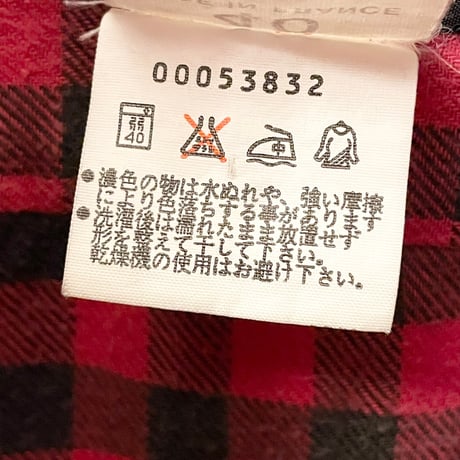 MADE IN FRANCE製 agnès b. homme 長袖ブロックチェックシャツ レッド×ブラック 40サイズ