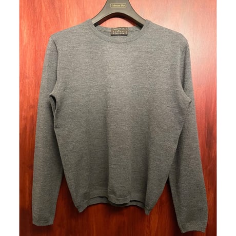 MADE IN ITALY製 Fabrizio Del Carlo per BARNEYS NEWYORK クルーネックヴァージンウールセーター チャコールグレー Sサイズ