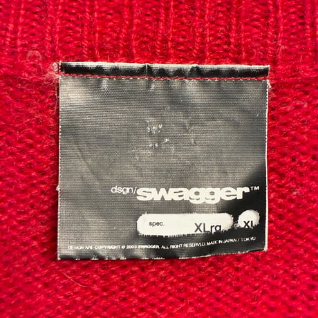 激レア MADE IN JAPAN製 SWAGGER 2003年モデル 「MAFIA」 クルーネックセーター レッド XLサイズ