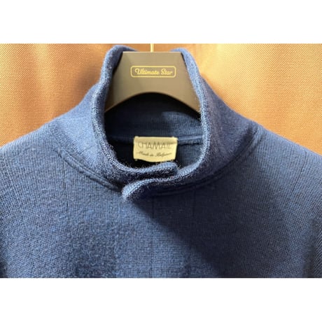 【伊勢丹 取り扱い】 MADE IN BELGIUM製 CHAMAIL 襟付きウールセーター ネイビー 54サイズ