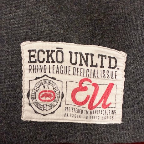 ECKO UNLTD. ロゴ刺繍入り プルオーバーパーカー ブラック×チャコールグレー Mサイズ
