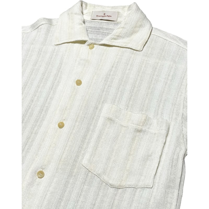 MADE IN ITALY製 Ermenegildo Zegna 半袖リネンコットンシャツ 生