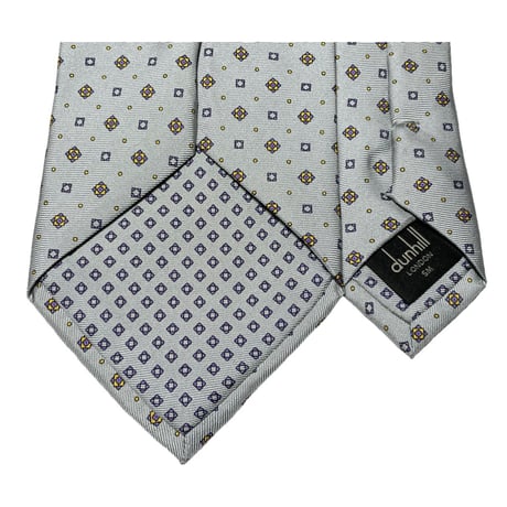 MADE IN ITALY製 dunhill 小紋柄シルクネクタイ グレー