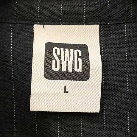 MADE IN JAPAN製 SWAGGER 長袖ボタンダウンストライプシャツ ブラック Lサイズ