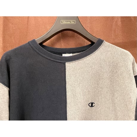 Champion REVERSE WEAVE ツートン切り替え長袖カットソー ネイビー×グレー Mサイズ