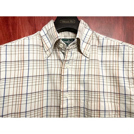 【SHIPS 取り扱い】 MADE IN USA製 GITMAN BROS VINTAGE チェック柄半袖ボタンダウンシャツ クリーム 15-1/2Rサイズ