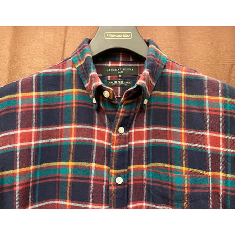 MADE IN JAPAN製 SHIPS GENERAL SUPPLY 長袖チェック柄ボタンダウンフランネルシャツ マルチカラー Mサイズ