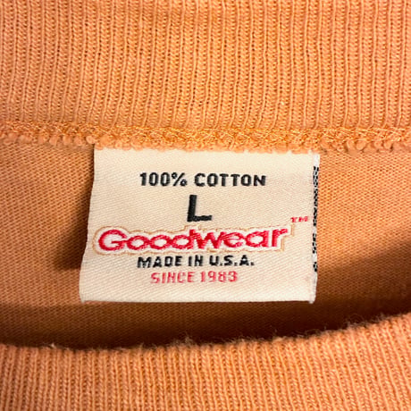 MADE IN USA製 Goodwear 七分袖Tシャツ オレンジ Lサイズ