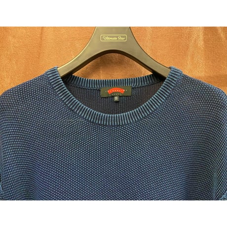 MADE IN ITALY製 LES COPAINS SPORT クルーネックコットンニットセーター ネイビー 48サイズ