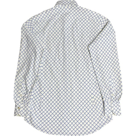 MADE IN JAPAN製 SHIPS 長袖ボタンダウンチェックシャツ ホワイト×ブルー Mサイズ