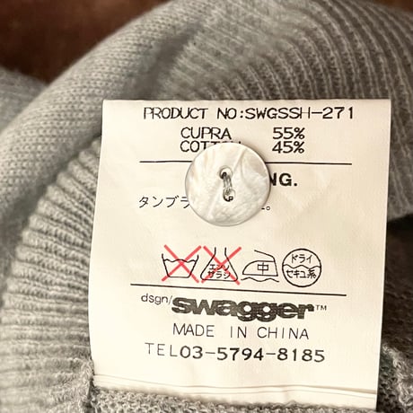 ▲訳あり商品▲ SWAGGER ヘンリーVネックニットTシャツ グレー Lサイズ