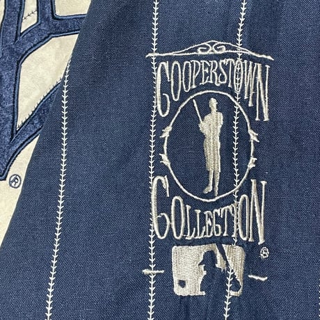 NY YANKEES COOPERSTOWN COLLECTION BY MIRAGE ベースボールシャツ 生成り×ネイビー Mサイズ