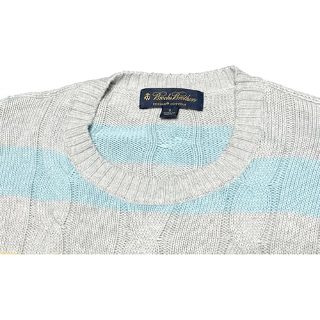 BROOKS BROTHERS スーピマコットンケーブルニットセーター ライトグレー Ｓサイズ