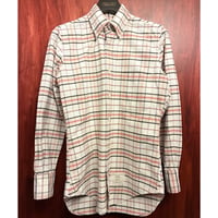 MADE IN USA製 THOM BROWNE チェック柄 長袖ボタンダウンオックスフォードシャツ ホワイト×マルチカラー 0サイズ