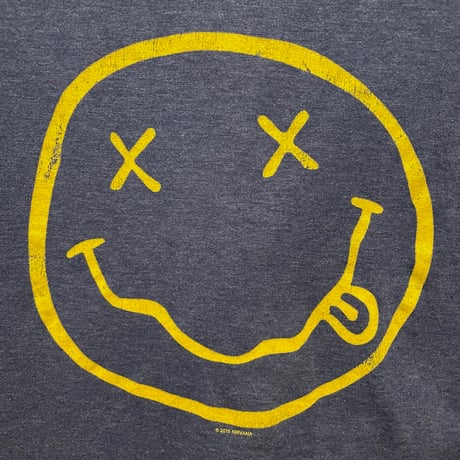 MADE IN MEXICO製 NIRVANA 2015年モデル スマイルマークプリント バンドTシャツ ネイビー XLサイズ