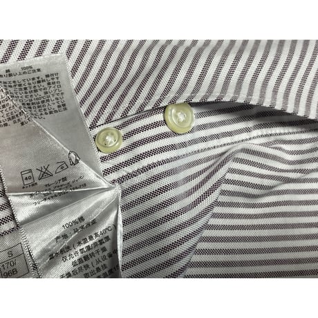 BROOKS BROTHERS スーピマコットンボタンダウン長袖シャツ グレーストライプ Ｓサイズ ノンアイロン加工