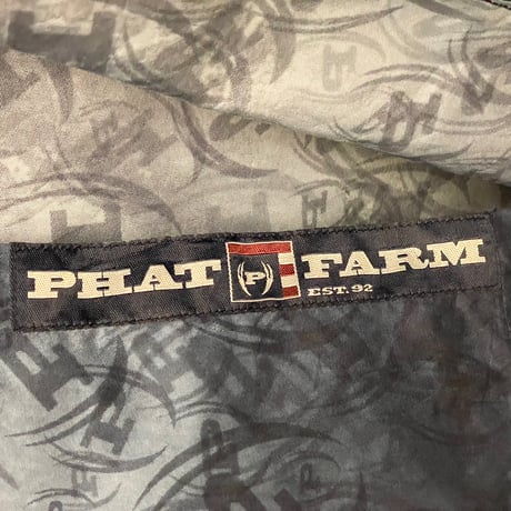 MADE IN KOREA製 90s PHAT FARM 半袖シャツ ネイビー Lサイズ