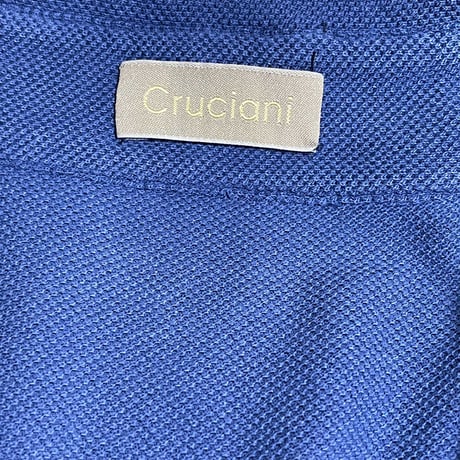 MADE IN ITALY製 Cruciani 半袖鹿の子リネンポロシャツ ネイビー 50サイズ