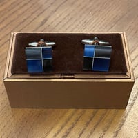 専用ケース付き MFYS カフリンクス ネイビー×ブラック×シルバー
