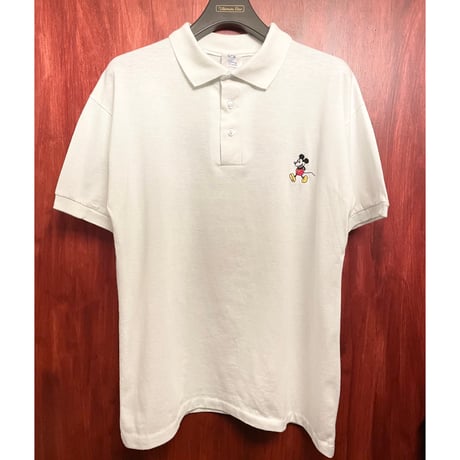 レア MADE IN USA製 The Disney Channel × Artex MICKEY MOUSE 半袖ニットポロシャツ ホワイト Lサイズ
