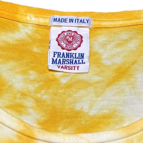 MADE IN ITALY製 FRANKLIN MARSHALL VARSITY タイダイ染めプリントTシャツ イエロー Lサイズ