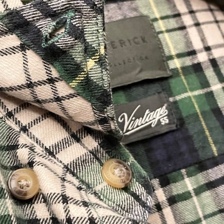 Vintage 55 MAVERICK COLLECTION チェック柄 長袖ボタンダウンシャツ グリーン Mサイズ