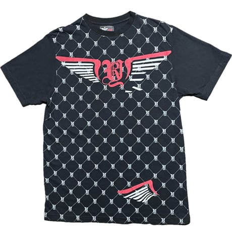 RICH YUNG 総柄ロゴプリントTシャツ ブラック Lサイズ