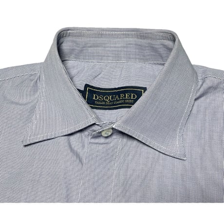 ▲訳あり商品▲ MADE IN ITALY製 DSQUARED2 比翼仕立てコットン長袖ドレスシャツ ブルー 48サイズ