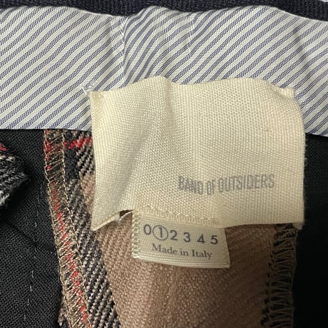 MADE IN ITALY製 BAND OF OUTSIDERS チェック柄ヴァージンウールスラックス ブラウン 1サイズ