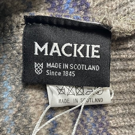 ☆タグ付き新古品☆ MADE IN SCOTLAND製 ROBERT MACKIE チェック柄ウールニット帽 ブラウン Fサイズ