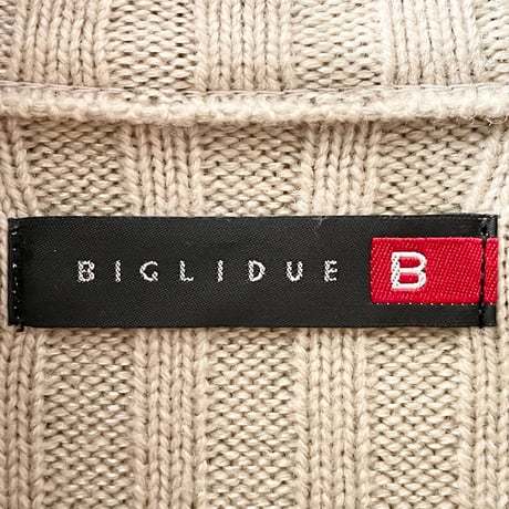 BIGLIDUE ニットカーディガン ベージュ 46サイズ