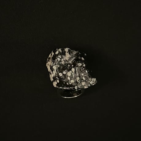 激レア PHENOMENON 雪片黒曜石 天然鉱石リング ブラック×シルバー 9号サイズ