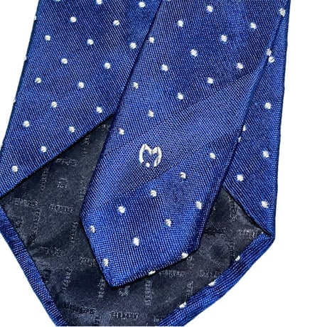 MADE IN ITALY製 Mila schön ドット柄シルクネクタイ ロイヤルブルー
