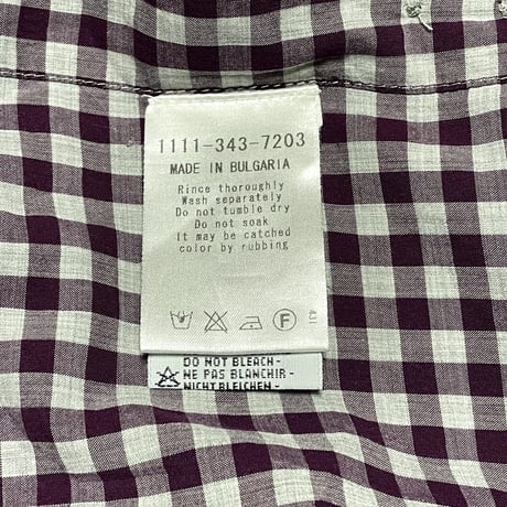 【UNITED ARROWS取り扱い】 guglielminotti 長袖ギンガムチェックシャツ パープル Lサイズ