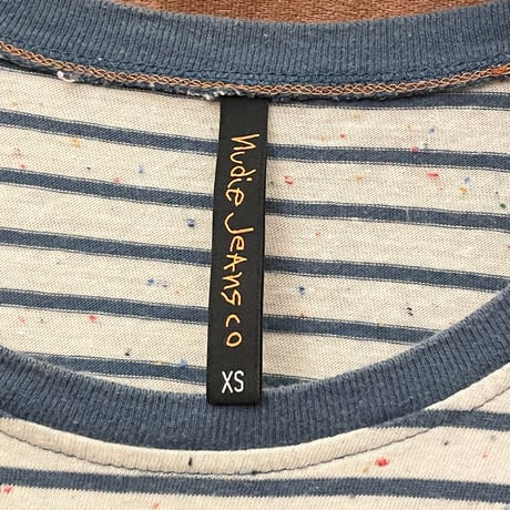 MADE IN PORTUGAL製 Nudie jeans ボーダー柄7分袖ラグランシャツ マルチカラー XSサイズ