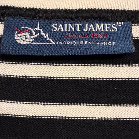 MADE IN FRANCE製 SAINT JAMES ボーダー柄 バスクシャツ ブラック×ホワイト T3-1/2/SMサイズ