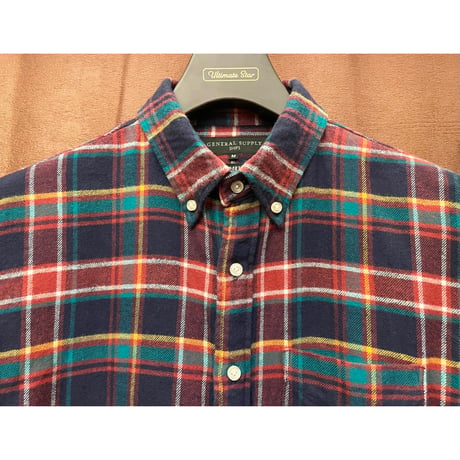 MADE IN JAPAN製 SHIPS GENERAL SUPPLY 長袖チェック柄ボタンダウンフランネルシャツ マルチカラー Mサイズ