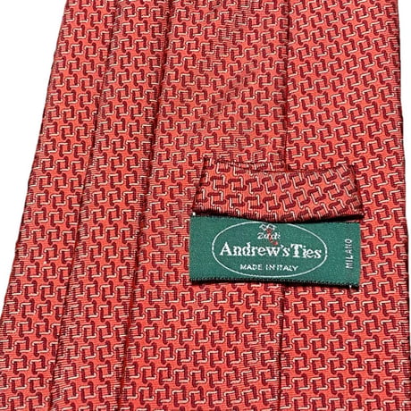 MADE IN ITALY製 Andrew's Ties 総柄シルクネクタイ オレンジ