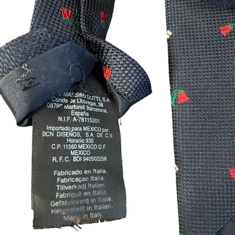 日本未上陸 MADE IN ITALY製 MASSIMO DUTTI 花柄ネクタイ ネイビー