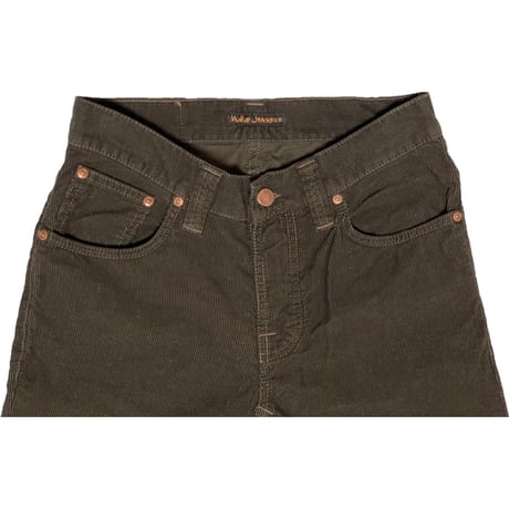 MADE IN ITALY製 nudie Jeans オーガニックコットンコーデュロイパンツ ダークブラウン W28-L32サイズ