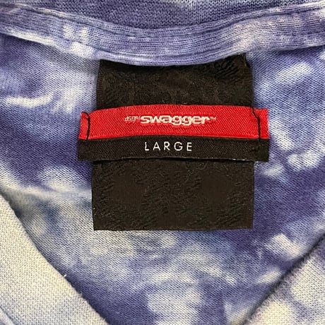 MADE IN JAPAN製 SWAGGER タイダイ染めVネックTシャツ ブルー×ホワイト Lサイズ