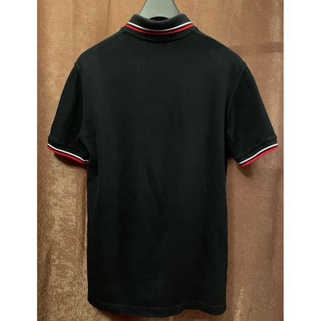 MADE IN ENGLAND製 FRED PERRY 襟ライン半袖鹿の子ポロシャツ ブラック 36サイズ
