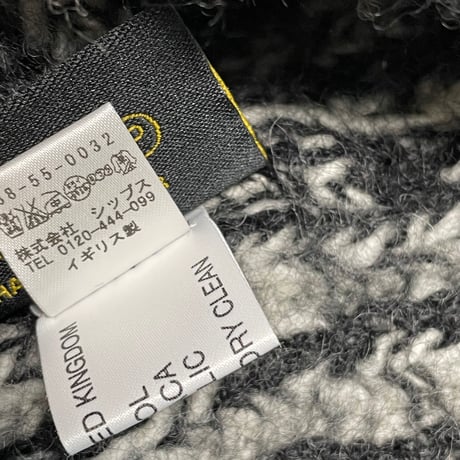【SHIPS取り扱い】MADE IN ENGLAND製 HIGHLAND2000 アルパカ混ウールニット帽 ブラック×ホワイト Fサイズ