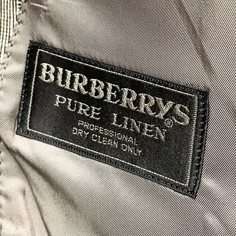 希少 VINTAGE BURBERRYS グレンチェック柄リネンテーラードジャケット グレー A6サイズ