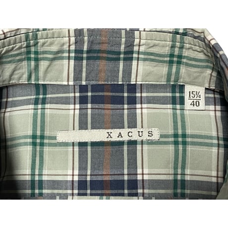 MADE IN ITALY製 XACUS 長袖ボタンダウンチェックシャツ マルチカラー 40-15 3/4サイズ