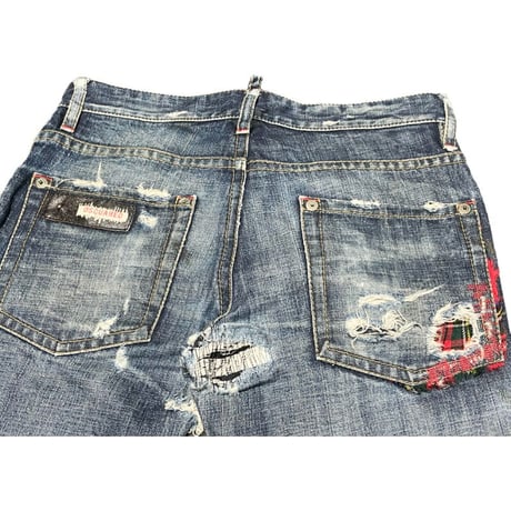 MADE IN ITALY製 DSQUARED2 ダメージ加工デニムパンツ インディゴ 46サイズ