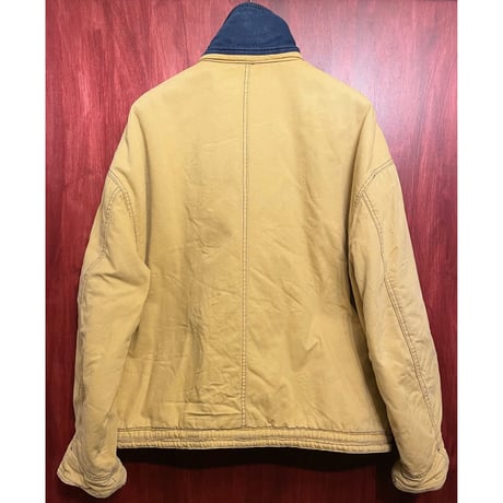 MADE IN ITALY製 90s SOVIET by WALTER DE VIRGILIIS ダック生地フルジップコットンジャケット イエロー XLサイズ